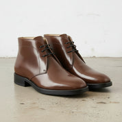 Men's Brown Patent Leather Chukka Boots