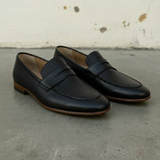 Handcrafted Men's Black Leather Moccasin Loafers