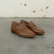 Handcrafted Men's Brown Leather Moccasin Loafers