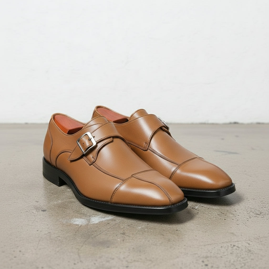 Men's Tan Leather Monks