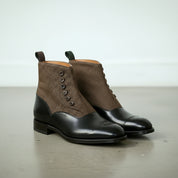 Men's Black Button Leather Boots