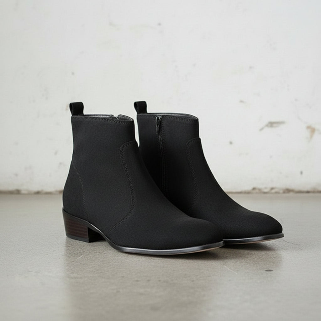 Men's Black Plain-Toe Suede Leather Ankle Boots