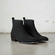 Men's Black Plain-Toe Suede Leather Ankle Boots