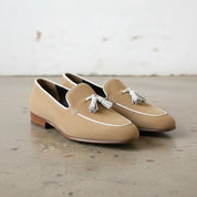 Handmade Men's Tan Suede Leather Loafers