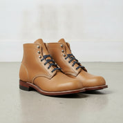 Men's Tan Plain-Toe Leather Ankle Boots