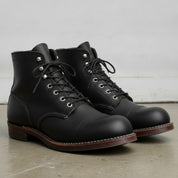 Men's Black Cap-Toe Leather Ankle Boots