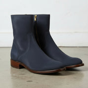 Men's Navy Blue Plain-Toe Suede Ankle Boots