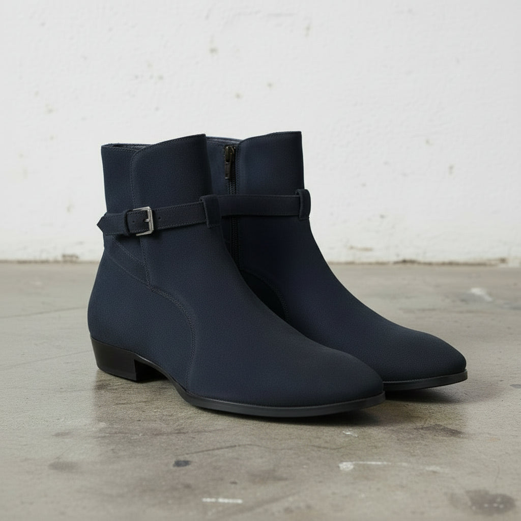 Men's Navy Blue Suede Jodhpur Boots