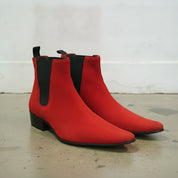 Men's Red Suede Chelsea Boots