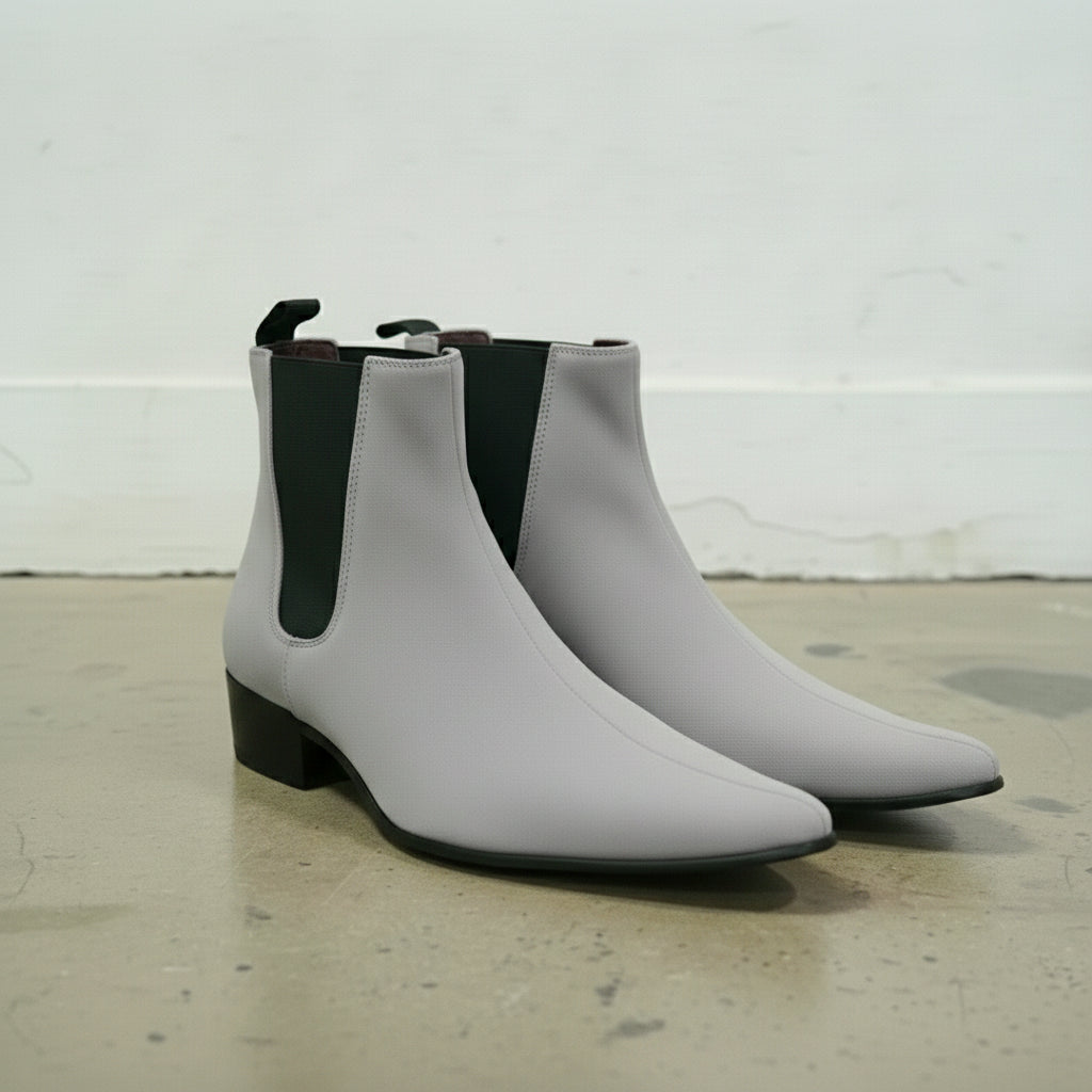 Men's Light Gray Suede Chelsea Boots