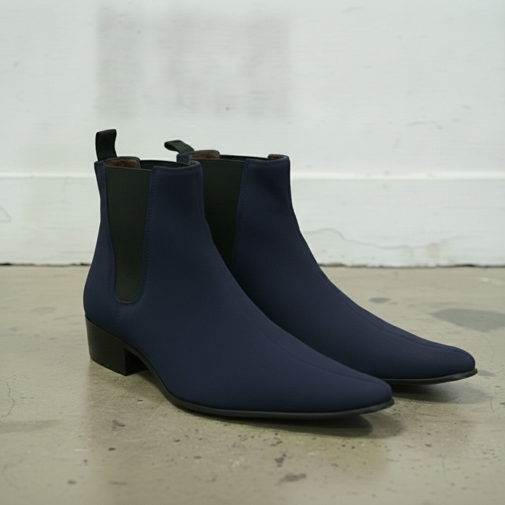 Men's Navy Blue Suede Chelsea Boots