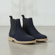 Men's Navy Blue Suede Chelsea Boots