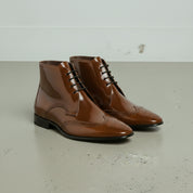 Men's Brown Wingtip patent Leather Ankle Boots — Bancroft