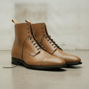 Men's Tan Cap-Toe Leather Boots