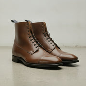 Men's Brown Cap-Toe Leather Boots