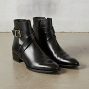 Men's Black Plain-Toe Leather Ankle Boots — Naughton