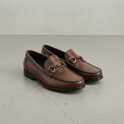 Men's Brown Apron-Toe Leather Bit Loafers