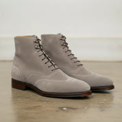 Men's Light Gray Wingtip Suede Lace-Up Ankle Boots