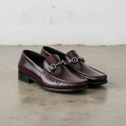 Men's Burgundy Apron-Toe Leather Bit Loafers