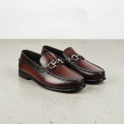 Men's Burgundy Apron-Toe Leather Bit Loafers