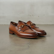 Men's Brown Plain-Toe Leather Bit Loafers