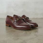 Men's Burgundy Plain-Toe Leather Bit Loafers