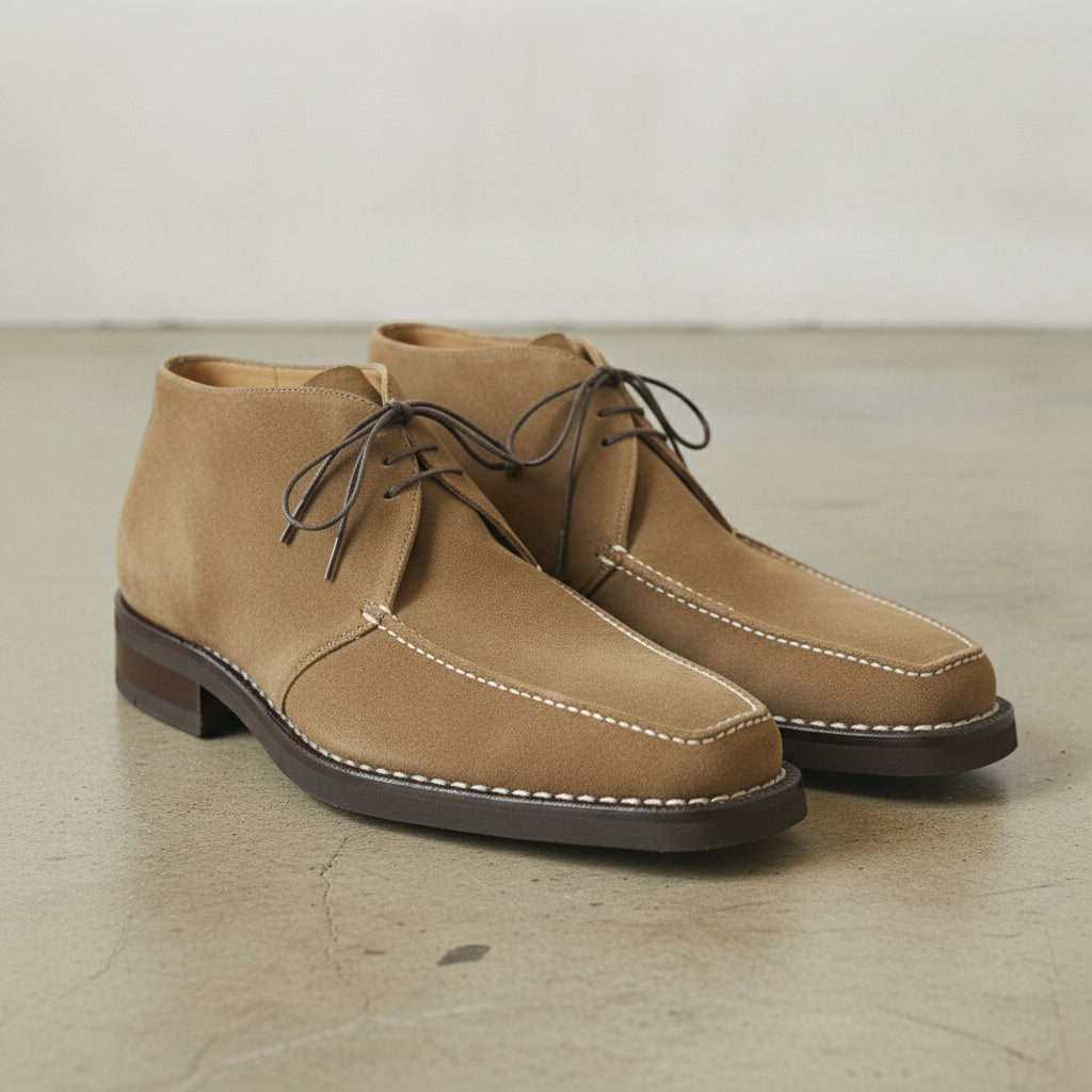 Men's Tan Apron-Toe Suede Chukka Boots