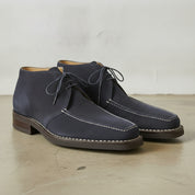 Men's Navy Blue Apron-Toe Suede Chukka Boots