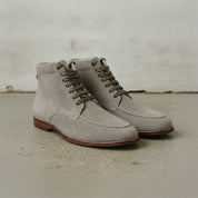 Men's Light Gray Suede Apron-Toe Chukka Boots