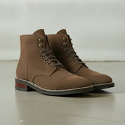 Men's Brown Cap-Toe Suede Ankle Lace-Up Boots