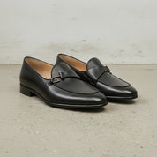 Men's Black Apron-Toe Leather Bit Loafers