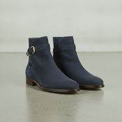 Men's Navy Blue Plain-Toe Suede Jodhpur Boots