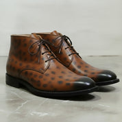 Men's Brown Spotted Leather Chukka Boots
