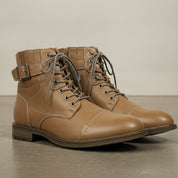 Men's Tan Cap-Toe Leather Ankle Boots — Borton