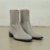 Men's Light Gray Plain-Toe Suede Zipper Boots