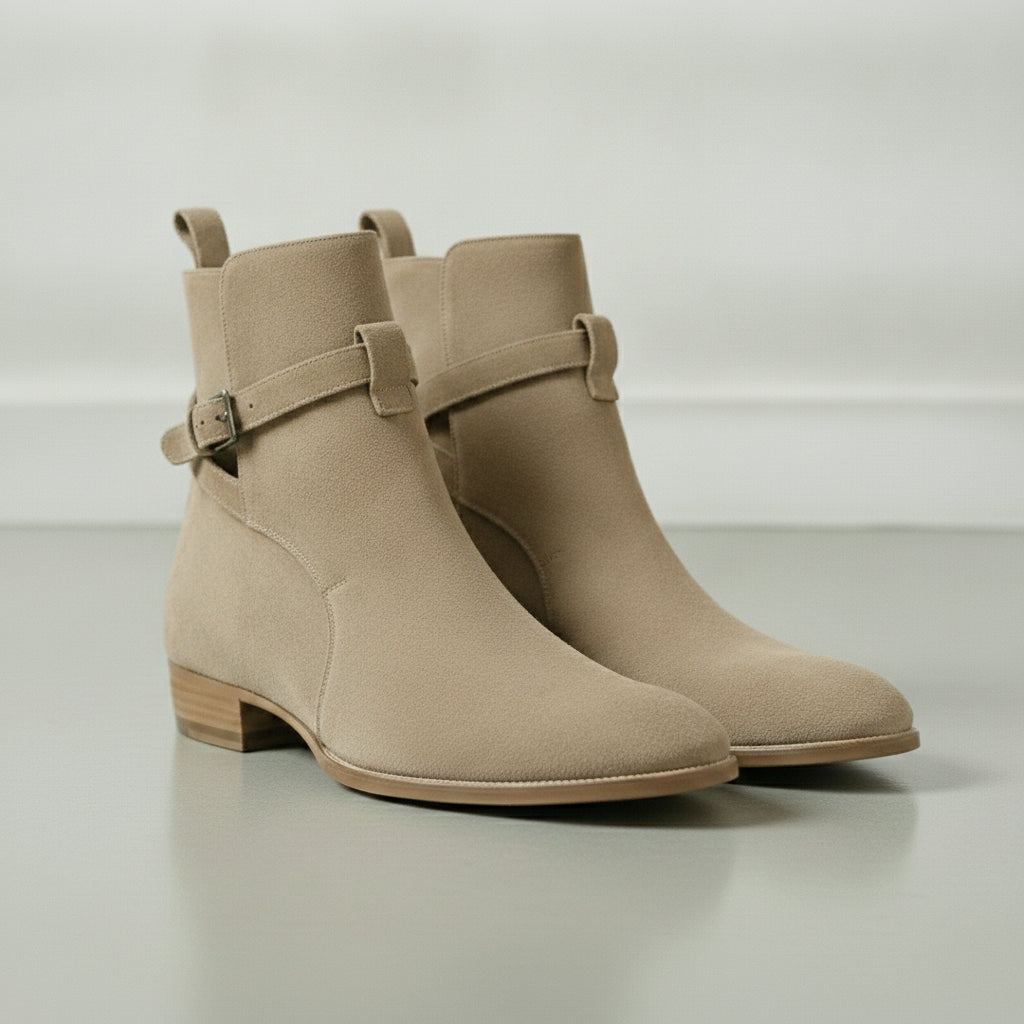 Men's Tan Suede Leather Plain-Toe Jodhpur Boots — Fowkes