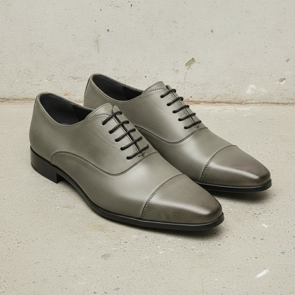 Men's Olive Gray Cap-Toe Leather Oxfords — Abberline