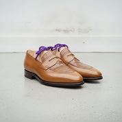 Men's Tan Crocodile-Embossed Leather Penny Loafers — Aitchison