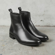 Men's Black Plain-Toe Leather Zip Boots — Bunton — Bunton