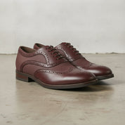 Men's Burgundy Pebbled Leather Wingtip Oxfords — Neale