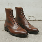 Men's Brown Wingtip Leather Oxford Boots — Selby