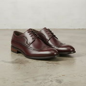 Men's Burgundy Wingtip Leather Brogue Derby — Bathwick