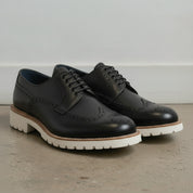 Men's Black Wingtip Leather Derby Brogues — Bingham