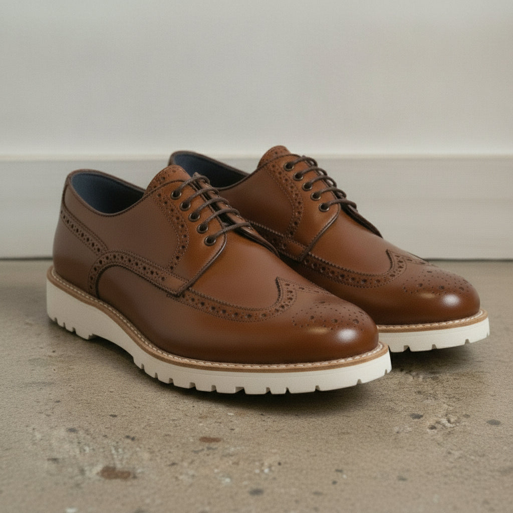 Men's Brown Wingtip Leather Derby Brogues — Bingham