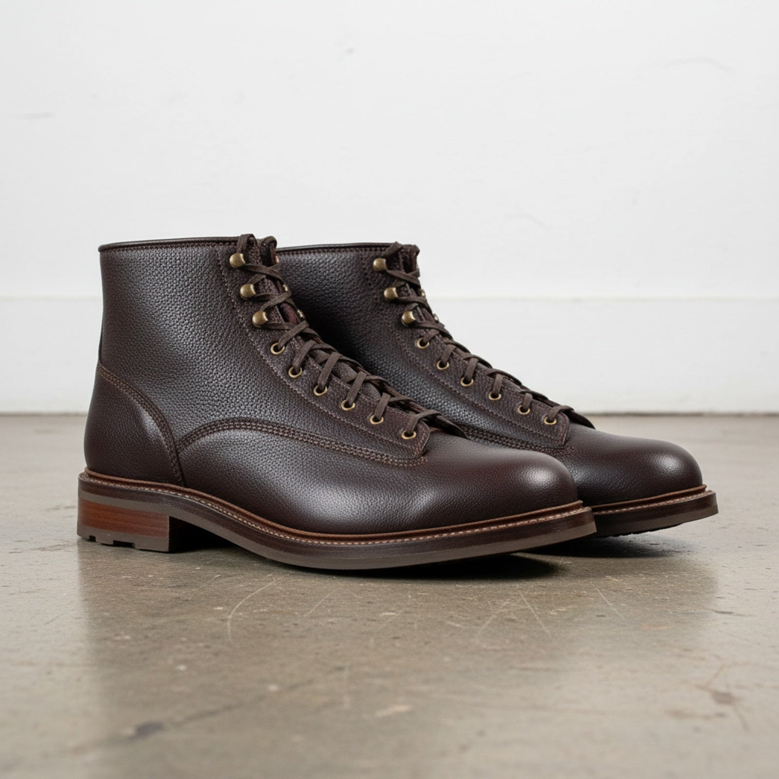 3-4-right-view - Men's Combat Boots, Full-Grain Leather Boots, Lace-Up Ankle Boots