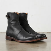 3-4-right-view - Men's Distressed Ankle Boots, Full-Grain Leather Ankle Boots, Buckle Strap Ankle Boots