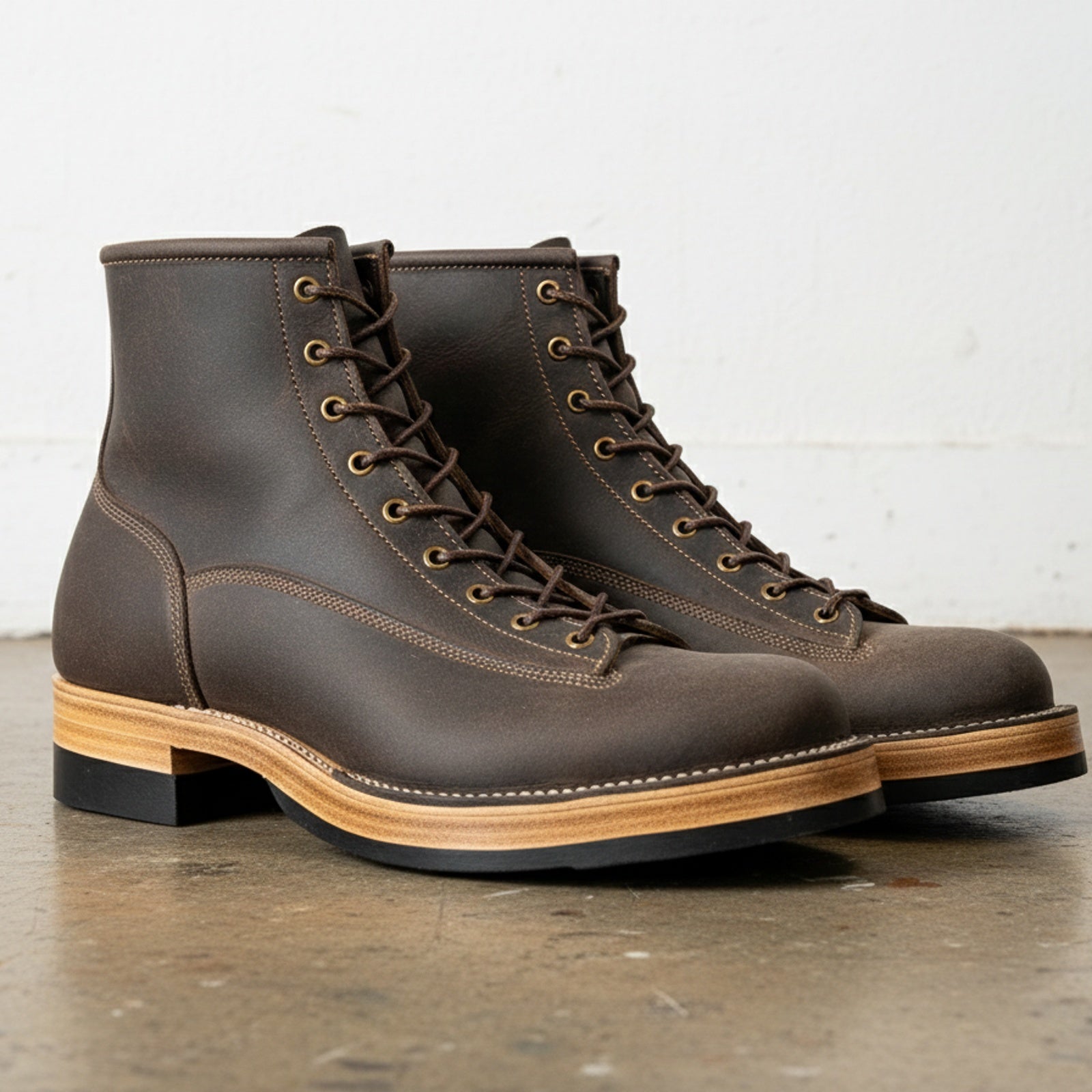 3-4-right-view - Men's Logger Boots, Leather Work Boots, Goodyear Welt Logger Boots