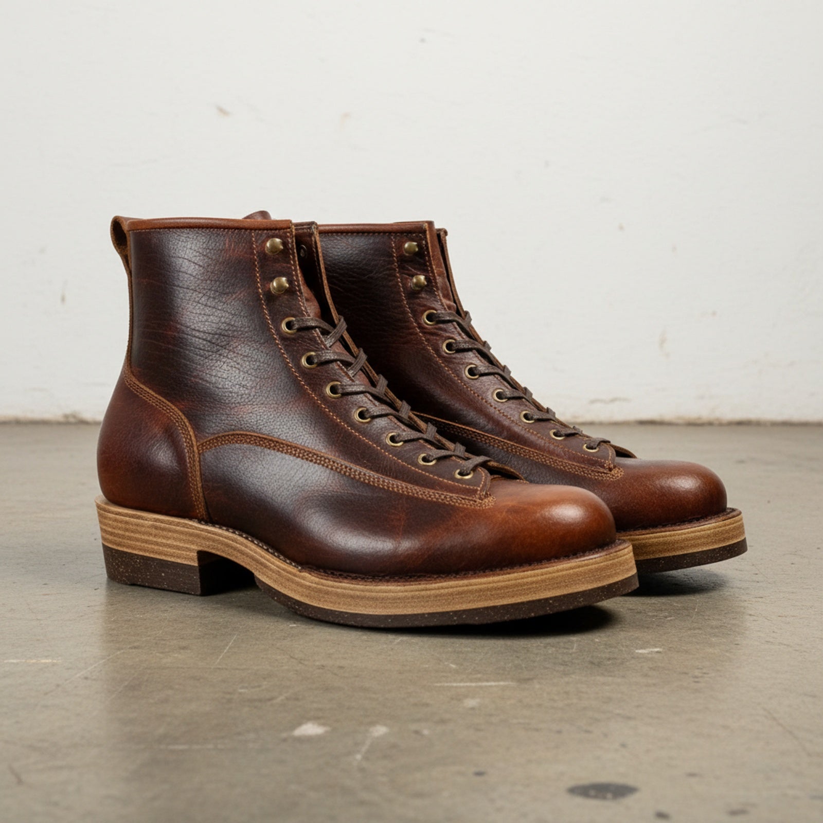 3-4-right-view - Men's Work Boots, Full-Grain Leather Ankle Boots, Durable Lace-Up Boots