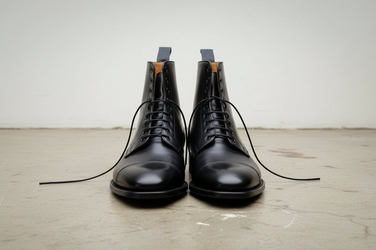 Men's Black Lace-Up Leather Dress Boots | Ankle High Dress Boots US 7 / Black / D - Standard Men's Black Lace-Up Leather Dress Boots | Ankle High Dress Boots US 7 / Black / D - Standard