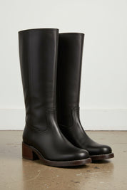 3-4-right-view - Women's Handmade Black Classic Riding Leather Boots